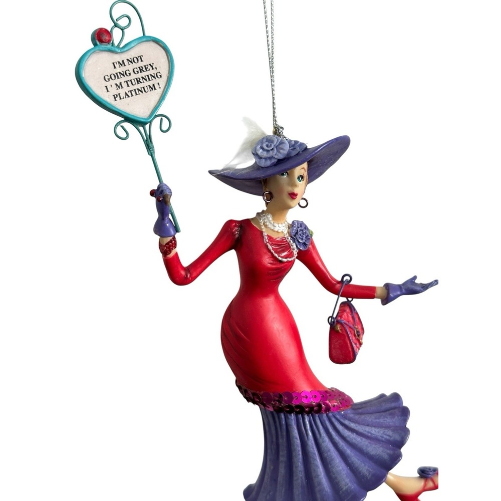 Red Hat Society Ornament I'm Not Going Grey Turning Platinum Hanging Figurine‎